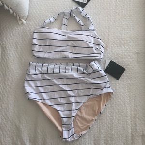 Senita Athletics Striped Pima Bikini NWT